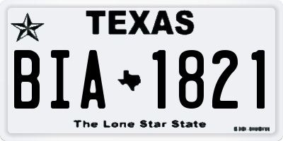 TX license plate BIA1821