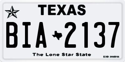 TX license plate BIA2137