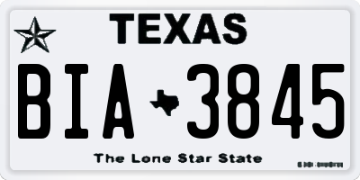 TX license plate BIA3845