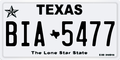 TX license plate BIA5477