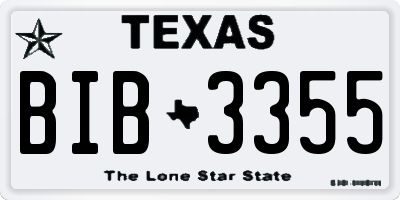 TX license plate BIB3355