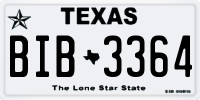 TX license plate BIB3364