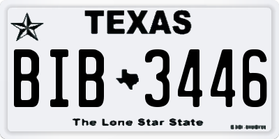 TX license plate BIB3446