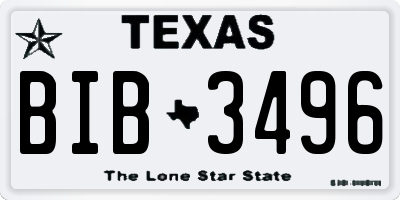 TX license plate BIB3496