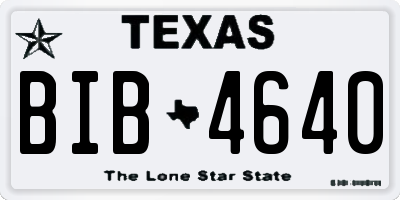TX license plate BIB4640