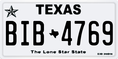 TX license plate BIB4769