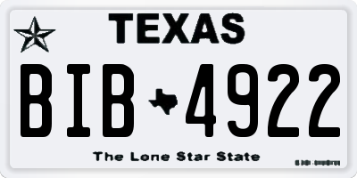TX license plate BIB4922