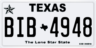 TX license plate BIB4948