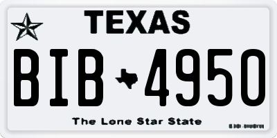 TX license plate BIB4950