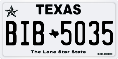 TX license plate BIB5035