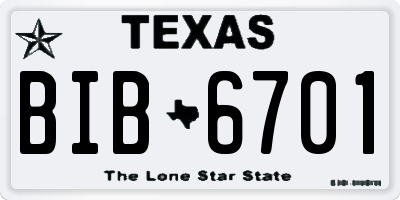 TX license plate BIB6701