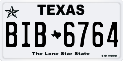 TX license plate BIB6764