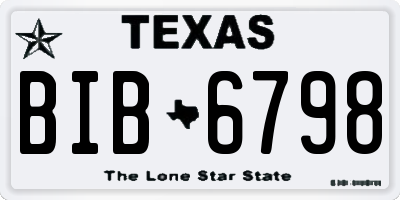 TX license plate BIB6798