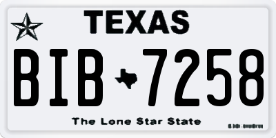 TX license plate BIB7258