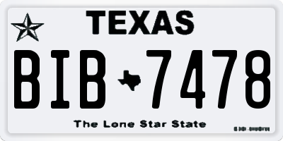 TX license plate BIB7478