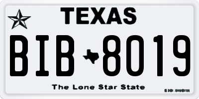 TX license plate BIB8019