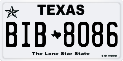 TX license plate BIB8086
