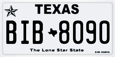 TX license plate BIB8090