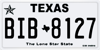 TX license plate BIB8127
