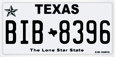 TX license plate BIB8396