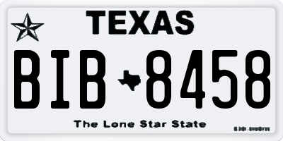 TX license plate BIB8458