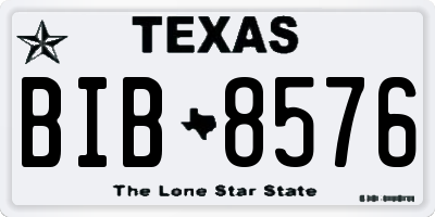 TX license plate BIB8576