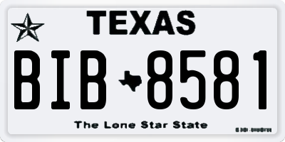 TX license plate BIB8581