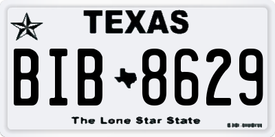 TX license plate BIB8629