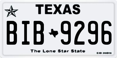 TX license plate BIB9296