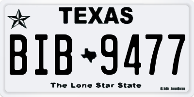 TX license plate BIB9477