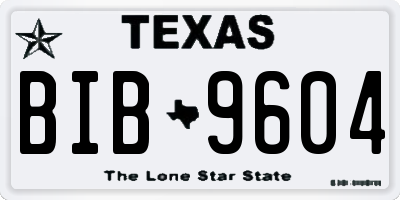 TX license plate BIB9604