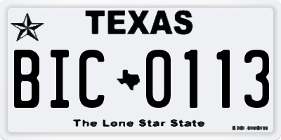 TX license plate BIC0113