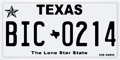 TX license plate BIC0214