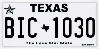 TX license plate BIC1030
