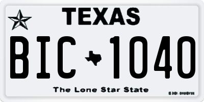 TX license plate BIC1040