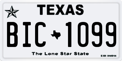 TX license plate BIC1099