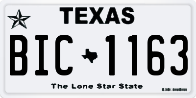 TX license plate BIC1163