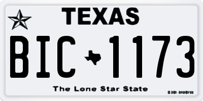 TX license plate BIC1173