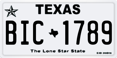 TX license plate BIC1789