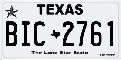 TX license plate BIC2761