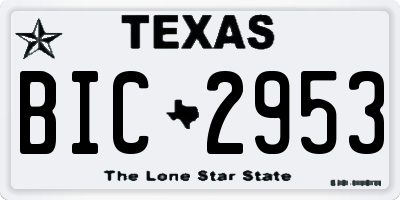 TX license plate BIC2953