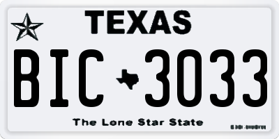 TX license plate BIC3033