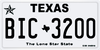 TX license plate BIC3200