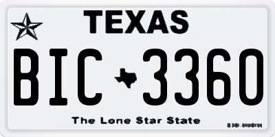 TX license plate BIC3360