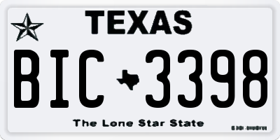 TX license plate BIC3398