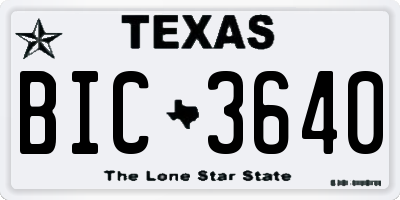 TX license plate BIC3640