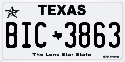 TX license plate BIC3863