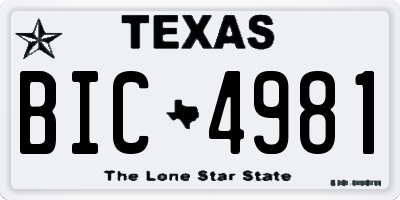 TX license plate BIC4981