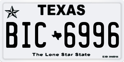 TX license plate BIC6996