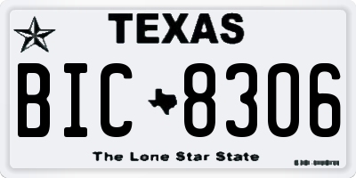 TX license plate BIC8306